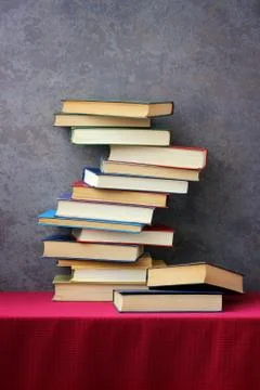 The stack of books  on the table Foto stock