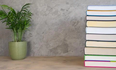 A stack of books on the table Foto stock
