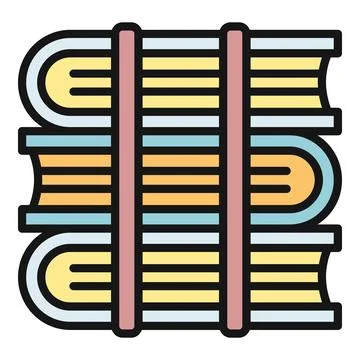 Stack of books tied organizing knowledge icon Stock Illustration