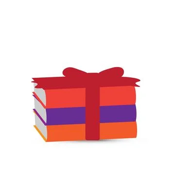 Stack of books tied up with red ribbon Stock Illustration