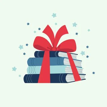 Stack of books tied with ribbon Stock Illustration