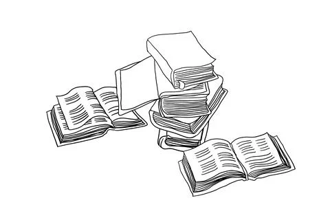 Stack of books. Vector doodle illustration. Illustrazione stock