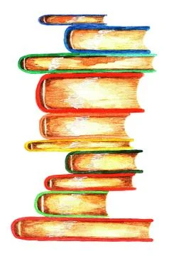 Stack of books, watercolor (2) Stock Illustration