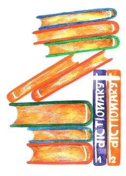 Stack of books, watercolor (3) Stock Illustration