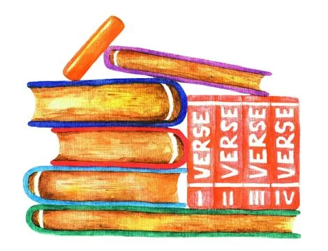 Stack of books, watercolor (5) Stock Illustration