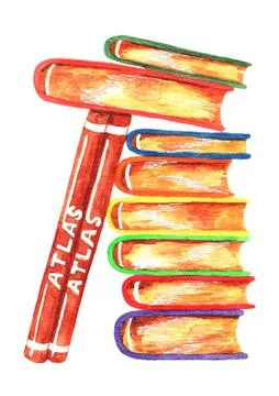 Stack of books, watercolor (6) Stockillustratie