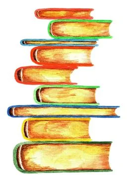 Stack of books, watercolor Stock Illustration