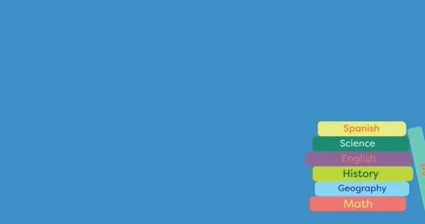 A stack of books, which is a common icon for back to school and education Stock Footage 329128304