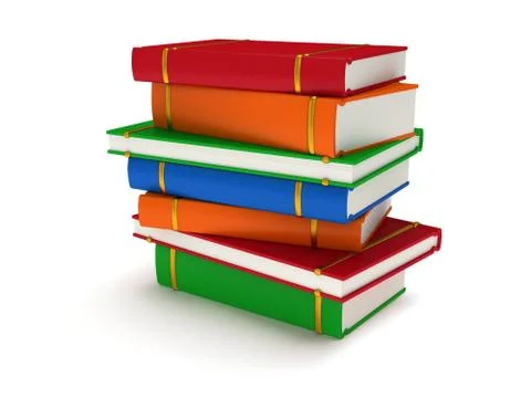Stack of Books on white background. 3d render イラスト素材