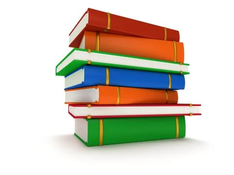 Stack of Books on white background. 3d render Stock Illustration