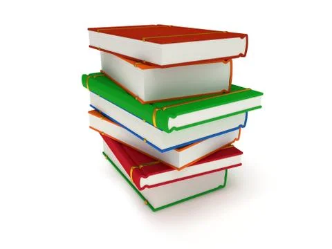 Stack of Books on white background. 3d render 스톡 일러스트