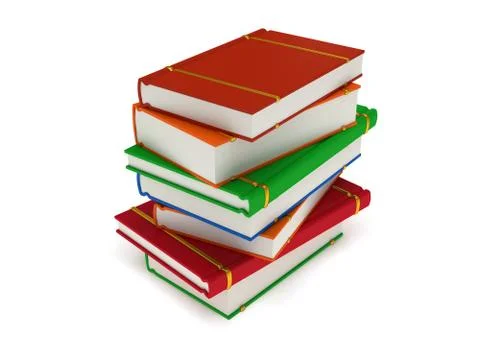 Stack of Books on white background. 3d render イラスト素材