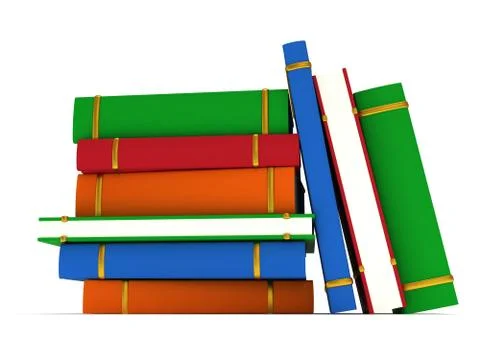 Stack of Books on white background. 3d render 库存插图