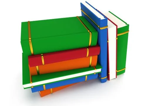 Stack of Books on white background. 3d render イラスト素材