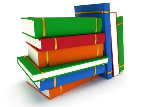 Stack of Books on white background. 3d render 库存插图
