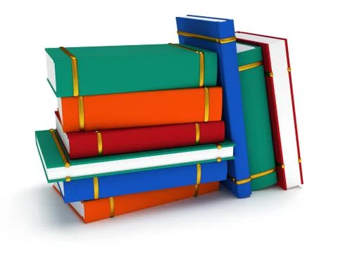 Stack of Books on white background. 3d render 库存插图