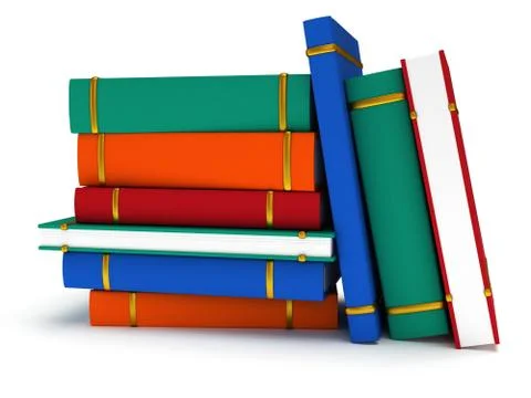 Stack of Books on white background. 3d render Illustrazione stock