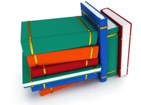 Stack of Books on white background. 3d render 库存插图