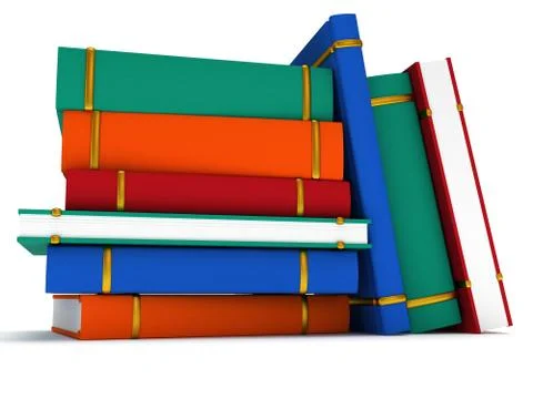 Stack of Books on white background. 3d render イラスト素材