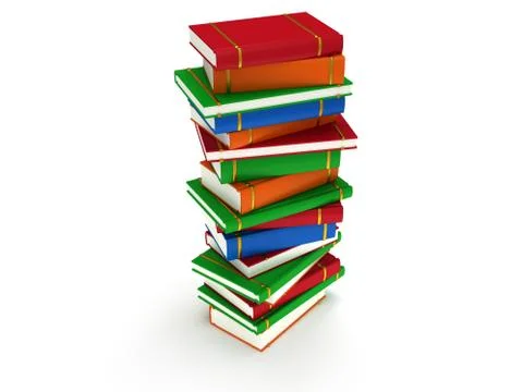 Stack of Books on white background. 3d render 库存插图