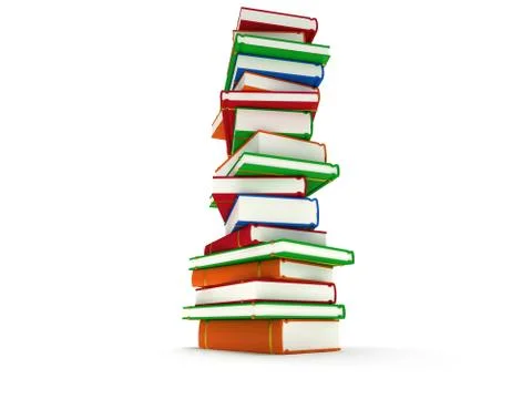 Stack of Books on white background. 3d render 库存插图