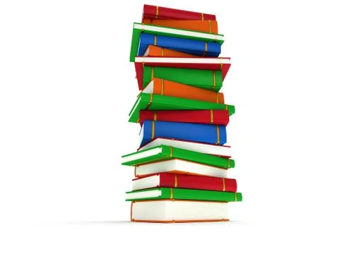 Stack of Books on white background. 3d render Stock Illustration