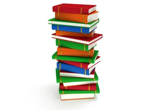Stack of Books on white background. 3d render 库存插图