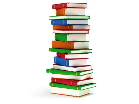Stack of Books on white background. 3d render イラスト素材