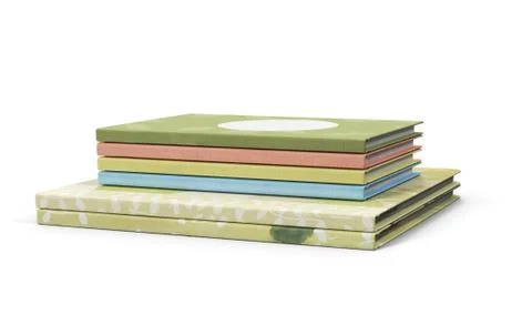 A stack of books on white background. 3D rendering. Stockfoto's
