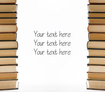 Stack of books on white background. Copy space for your text Stock-Fotos