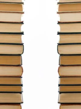 Stack of books on white background. Copy space for your text Stock Photos