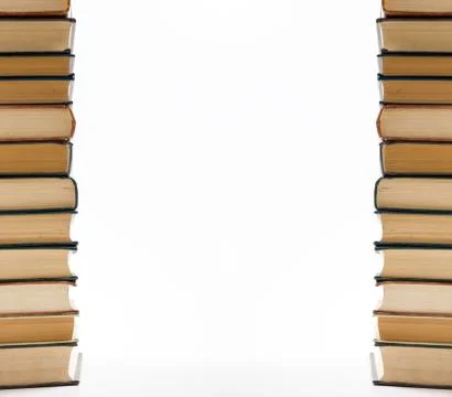 Stack of books on white background. Copy space for your text Stock Photos