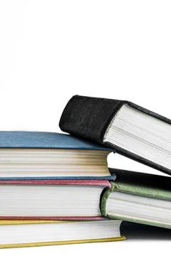 Stack of Books on White Background with Copy Space Stock Photos