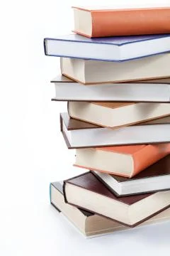 A stack of books on a white background. Foto stock