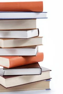 A stack of books on a white background. Foto stock