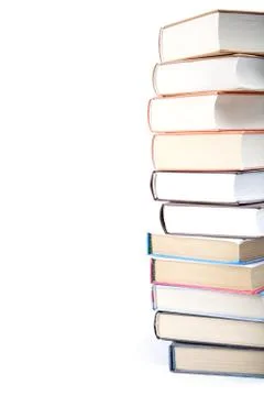 A stack of books on a white background. Stock Photos