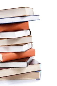 A stack of books on a white background. Stock Photos