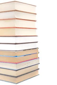 A stack of books on a white background. Stock Photos