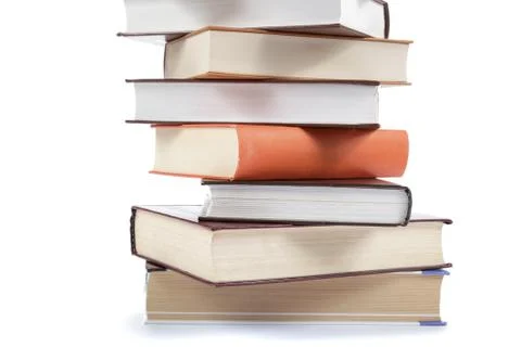 A stack of books on a white background. Stock Photos
