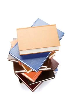 A stack of books on a white background. Stock Photos