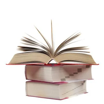 A stack of books on a white background. Stock Photos