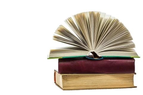 Stack of books on white background Stock Photos