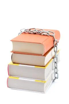 A stack of books on a white background. Stock Photos