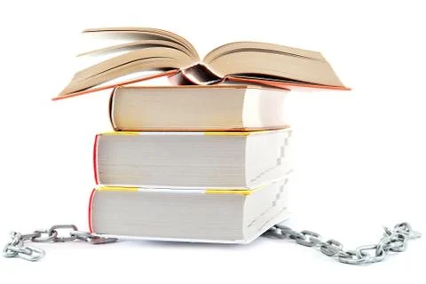 A stack of books on a white background. Stock Photos
