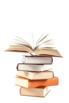 Stack of books on a white background. Stock Photos