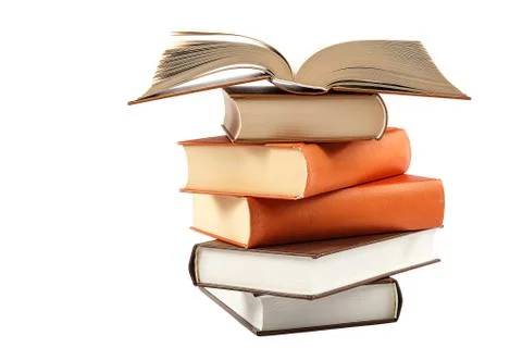 Stack of books on a white background. Stock Photos