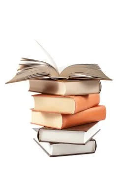 Stack of books on a white background. Stock Photos