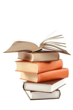 Stack of books on a white background. Stock Photos
