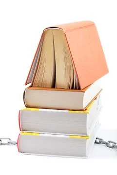 A stack of books on a white background. Stock Photos