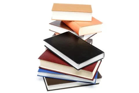 A stack of books on a white background. Stock Photos